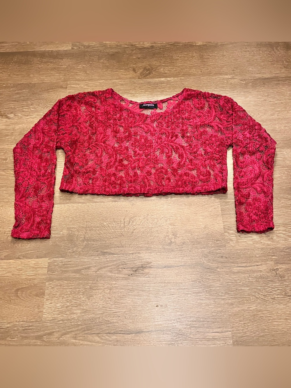 MARGARITA California Sheer Lace Long Sleeve Crop Top (M)